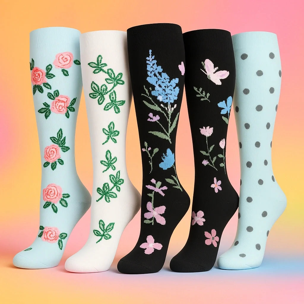 ErgiloJoy - 3-pack mönstrade stödstrumpor