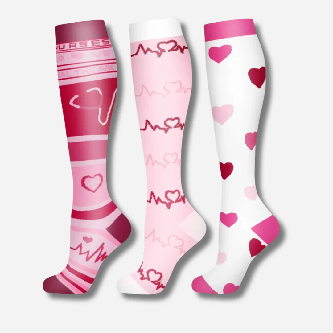 ErgiloJoy - 3-pack mönstrade stödstrumpor