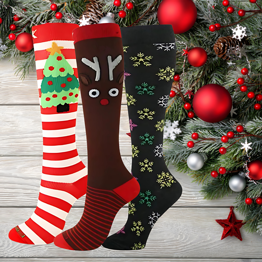 ErgiloJoyful 3-pack - Stödstrumpor med julmotiv