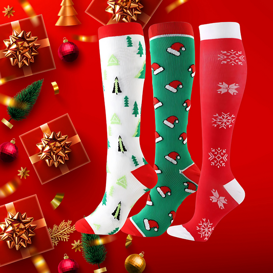 ErgiloJoyful 3-pack - Stödstrumpor med julmotiv