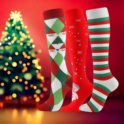 ErgiloJoyful 3-pack - Stödstrumpor med julmotiv