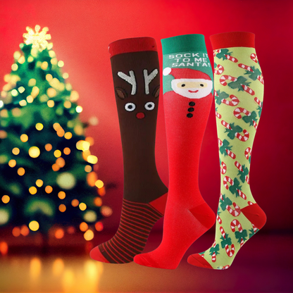 ErgiloJoyful 3-pack - Stödstrumpor med julmotiv